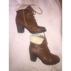 Brown heeled boots